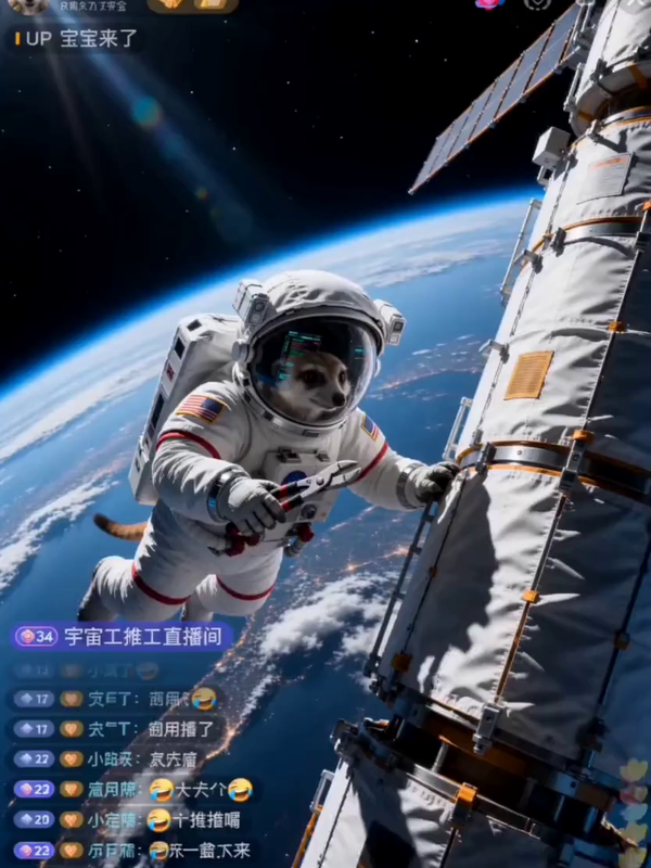 太空维修直播 AI视频模板效果预览